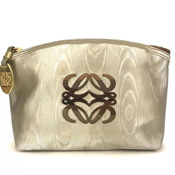 Loewe Anagram Cosmetic Bag - Metallic Gold/ Brown